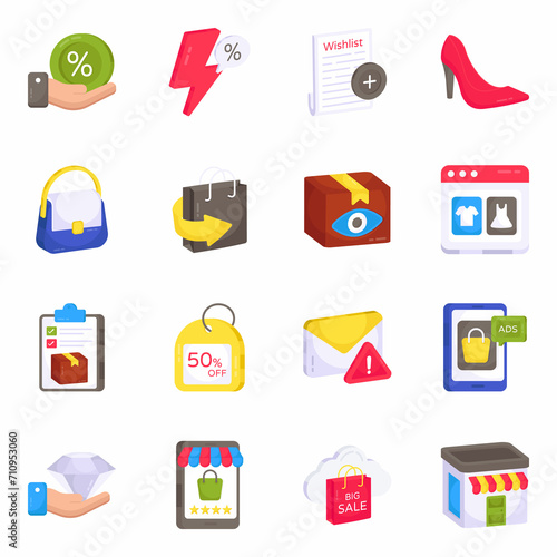Pack of Commerce Flat Icons 

