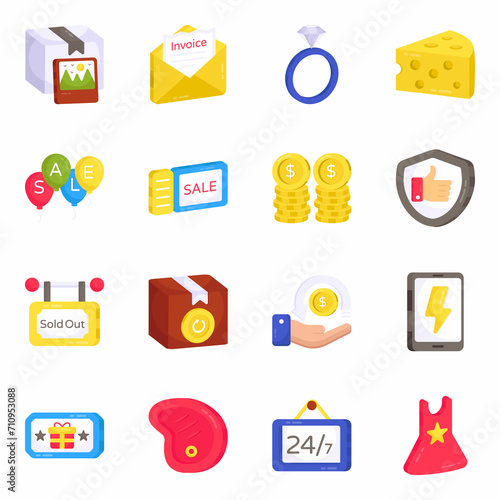 Pack of Shopping and Spending Flat Icons 


