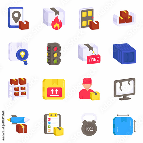 Pack of Logistic Flat Icons 

