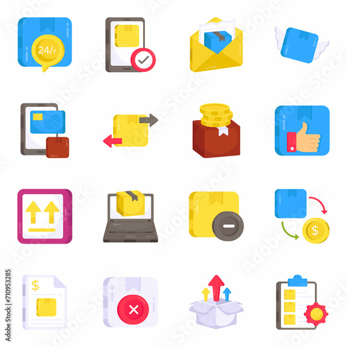 Pack of Logistic Delivery Flat Icons 


