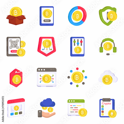 Pack of Btc Flat Icons 

