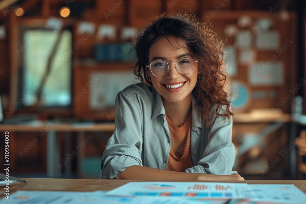 Fototapeta premium Confident female bookkeeper at work