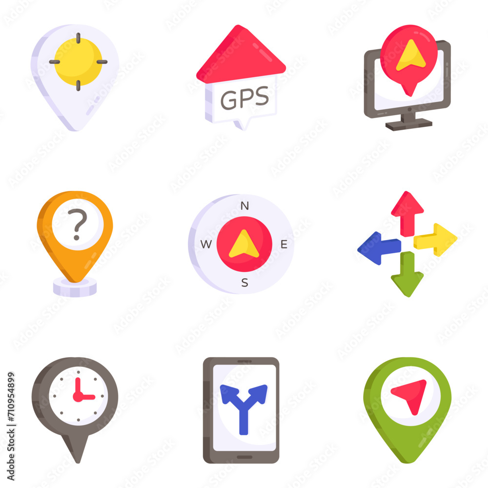Pack of Location and Direction Flat Icons
Pack of Location and Direction Flat Icons