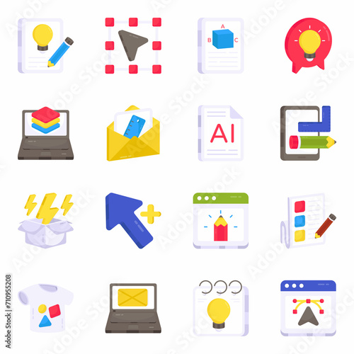 Pack of Designing Tools Flat Icons 

