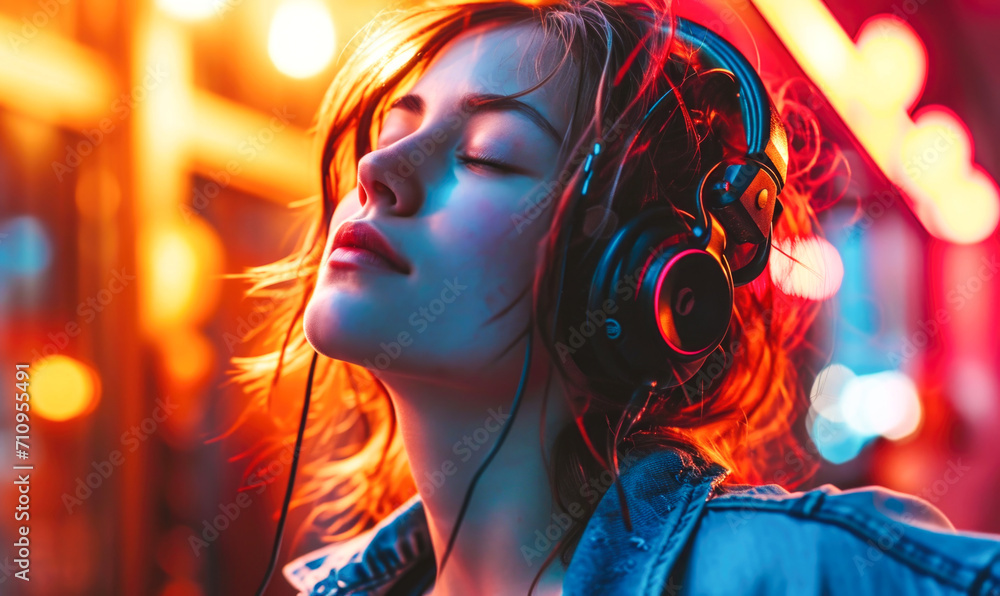 The teenager immerses themselves in music, choosing to enjoy their favorite songs by using a smartphone. The teenager immerses themselves in music, choosing to enjoy their favorite songs by using a smartphone.