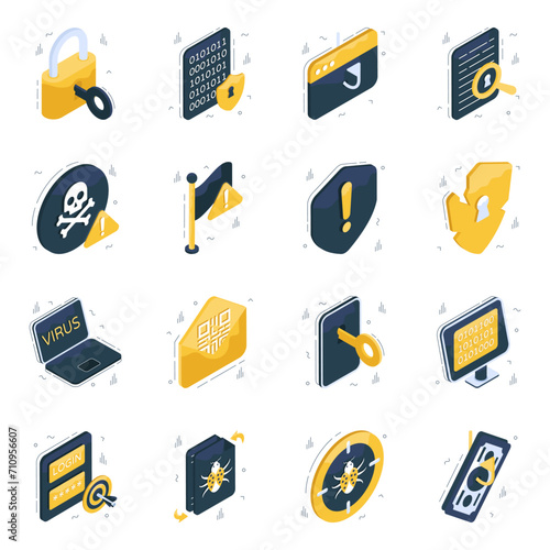 Pack of Encryption Isometric Icons 


