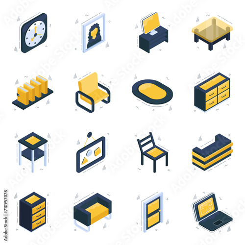 Pack of Furniture Isometric Icons

