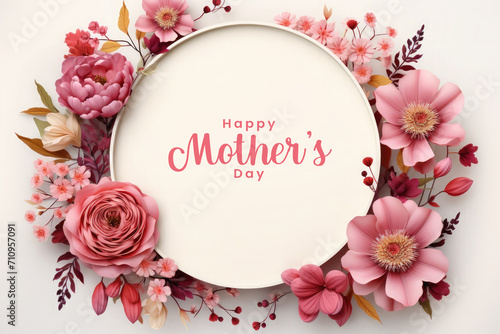 Happy mothers day Illustration, mothers love relationships between mother and child with flower in the background