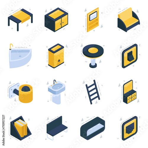 Pack of Home Decor Isometric Icons

