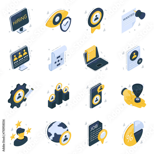 Pack of Human Resources Isometric Icons

