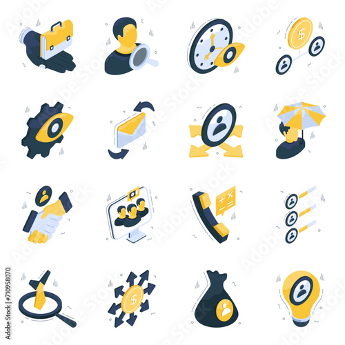 Pack of Hr Management Isometric Icons

