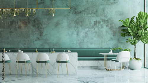 interior design of a stylish modern cafe bistro . Generative Ai photo