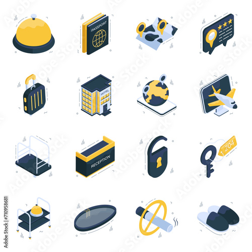 Set of Travel Isometric Icons 

