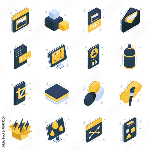 Pack of Web and Designing Isometric Icons 

