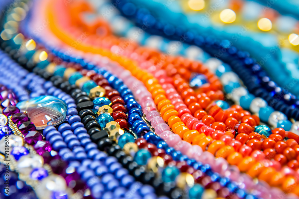 close-up of a beaded earring, with different colored beads arranged in a pattern close-up of a beaded earring, with different colored beads arranged in a pattern