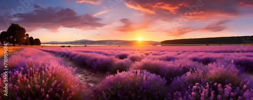Berautiful summer sunset over lavender field © Kodjovi
