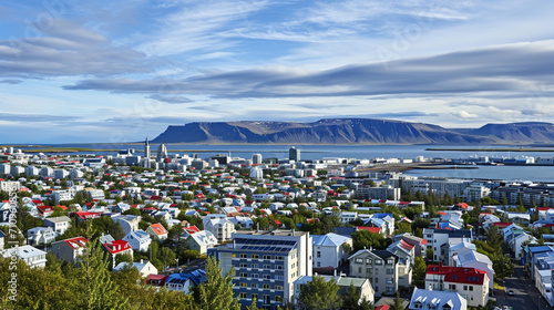 Reykjavik the capital city of Iceland. Generative AI photo