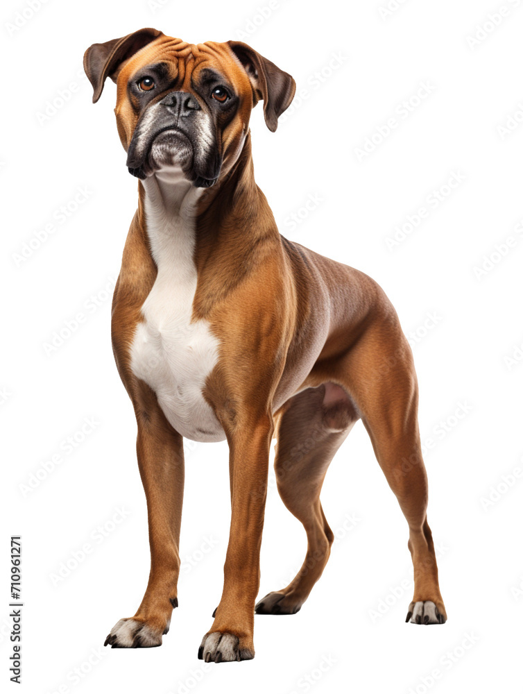 A Boxer (dog). Cutout isolated on a transparent background. PNG - AI Generative