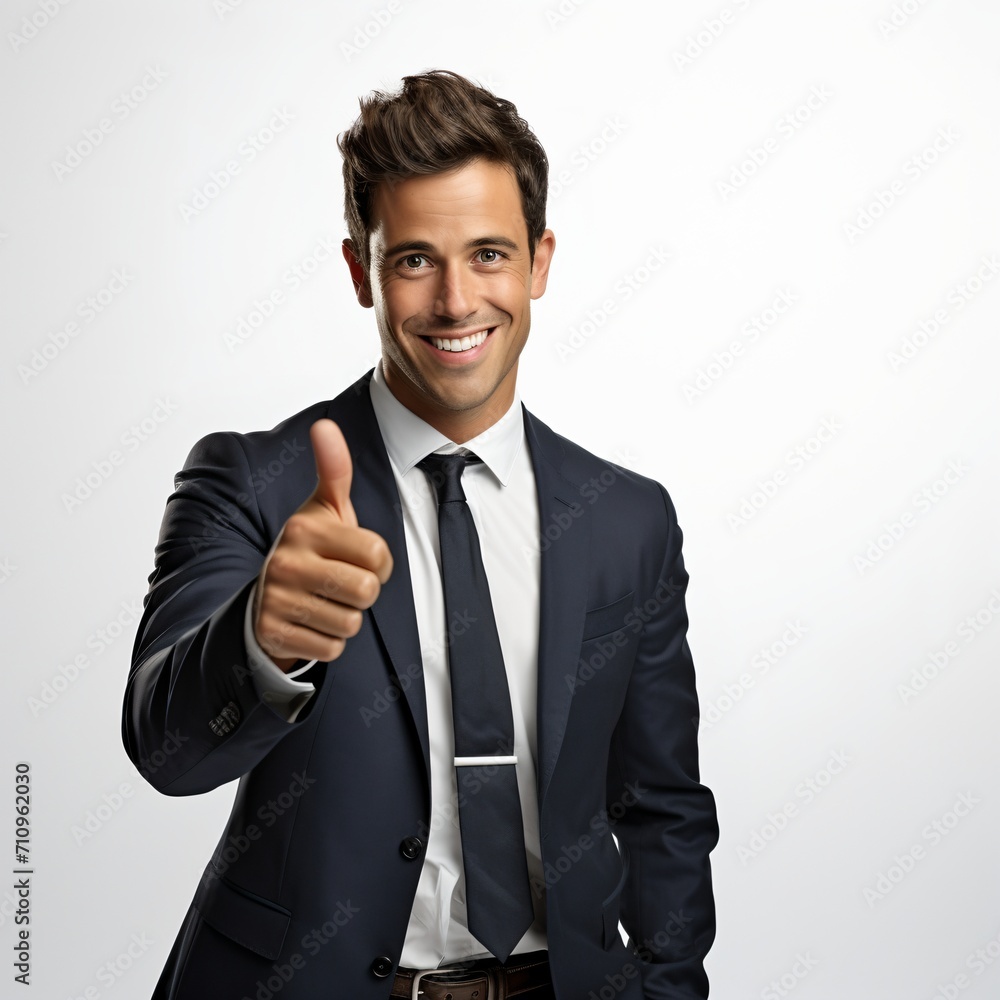 Businessman in suit and tie giving thumbs up Businessman in suit and tie giving thumbs up