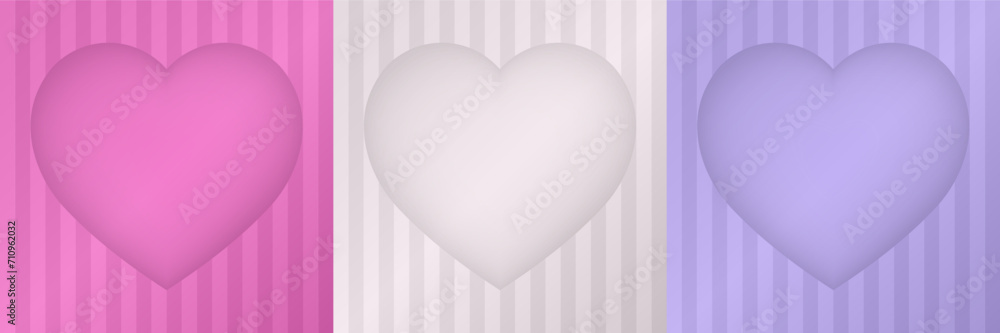 Pink, white and violet abstarct backgrounds with arched windows and stripes. Heart-shaped niche or alcove. Pink, white and violet abstarct backgrounds with arched windows and stripes. Heart-shaped niche or alcove.