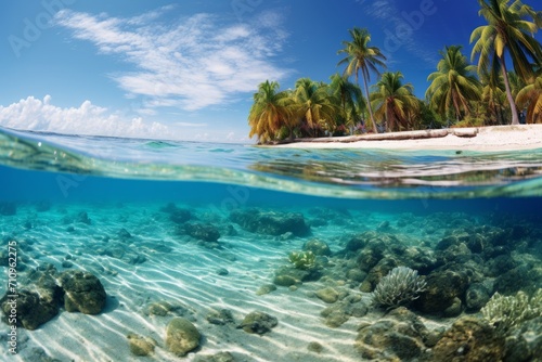 A coral beach  tropical underwater  wallpaper background