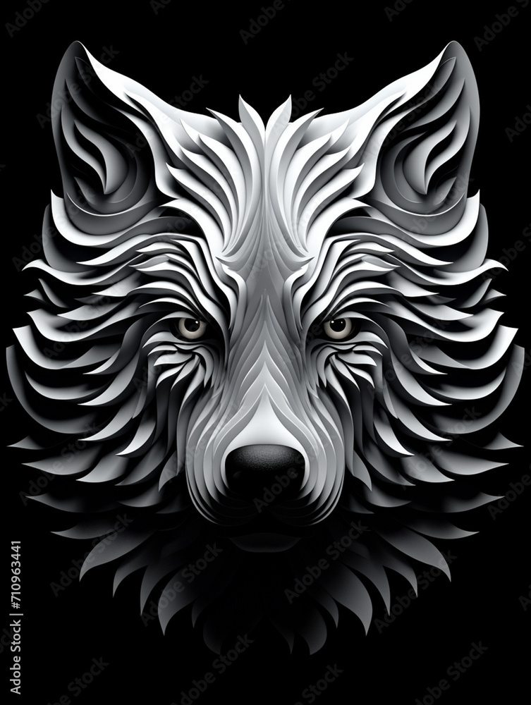 Fototapeta premium An abstract geometric pattern that forms a wolf's face when viewed from a distance created with Generative Ai