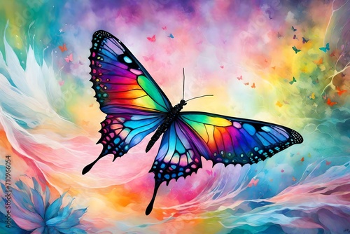 A delicate butterfly with neon wings © Sidra