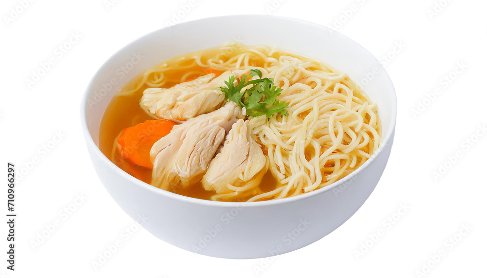 Chicken noodle soup in bowl isolated on transparent background, Chicken noodle soup in bowl isolated on transparent background,