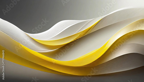 3D Light White Background with Yellow waves and gradient effect; abstract wallpaper; elegant horizontal banner. abstract background with wave