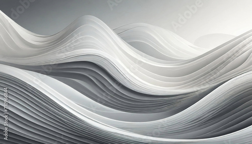 3D Light White Background with Grey waves and gradient effect; abstract wallpaper; elegant horizontal banner. abstract wavy background