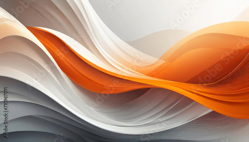 3D Light White Background with orange waves and gradient effect; abstract wallpaper; elegant horizontal banner. abstract orange background