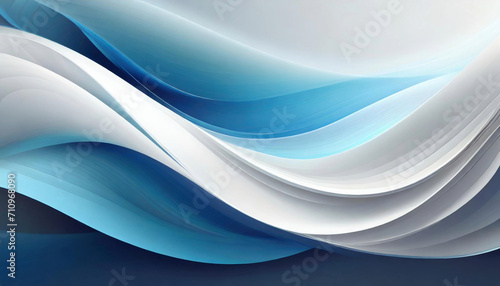 3D Light White Background with blue waves and gradient effect; abstract wallpaper; elegant horizontal banner. abstract blue background