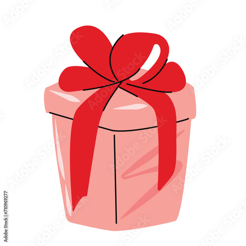 Gift in a pink box, concept for valentine's, birthday, mother's day