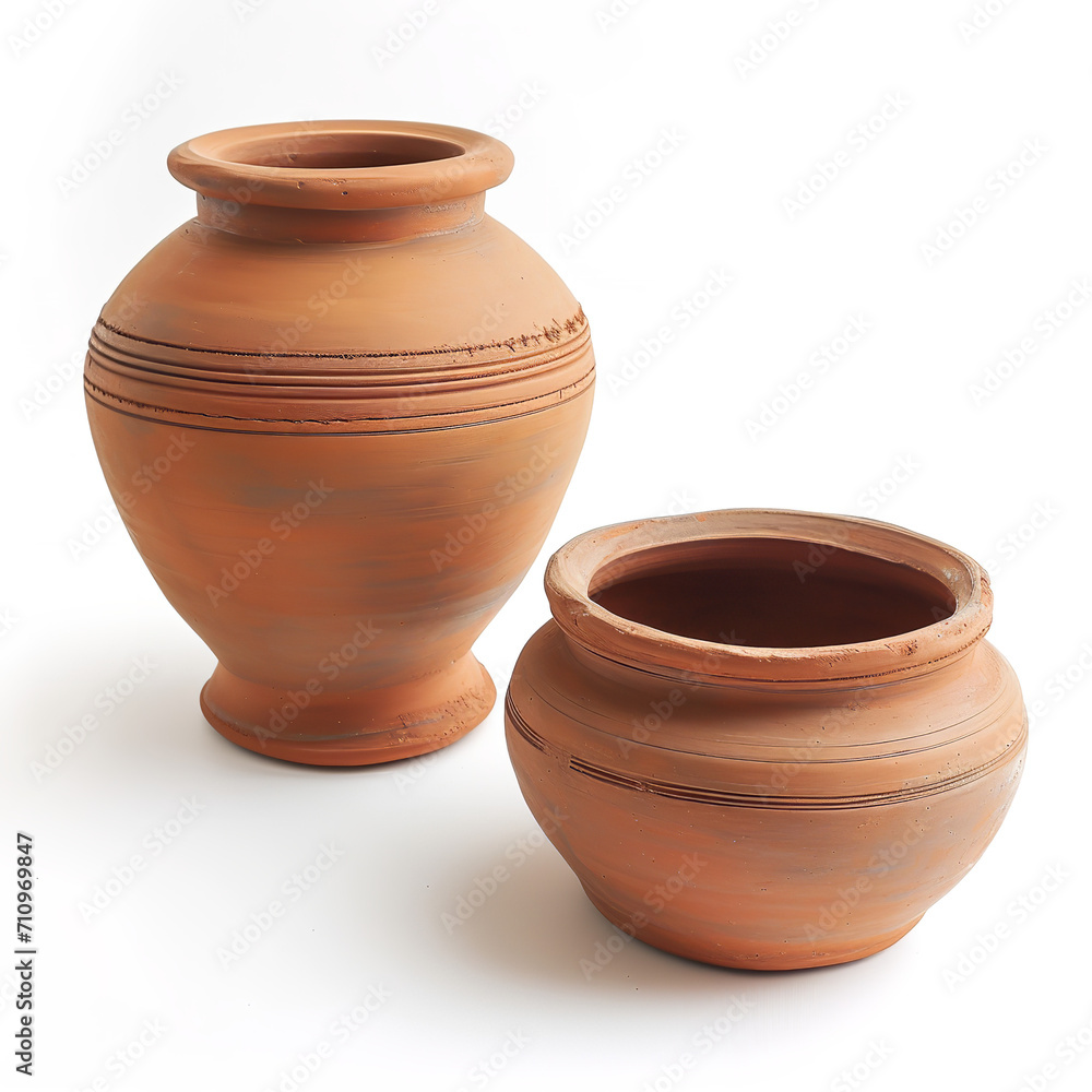 Clay pots isolated on a white background