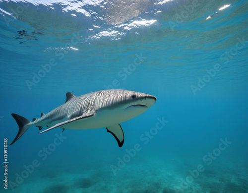 Deep underwater scenery of the sea or ocean nature landscape