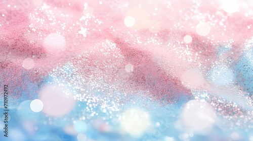 The background is made up of pastel pink and blue glitter