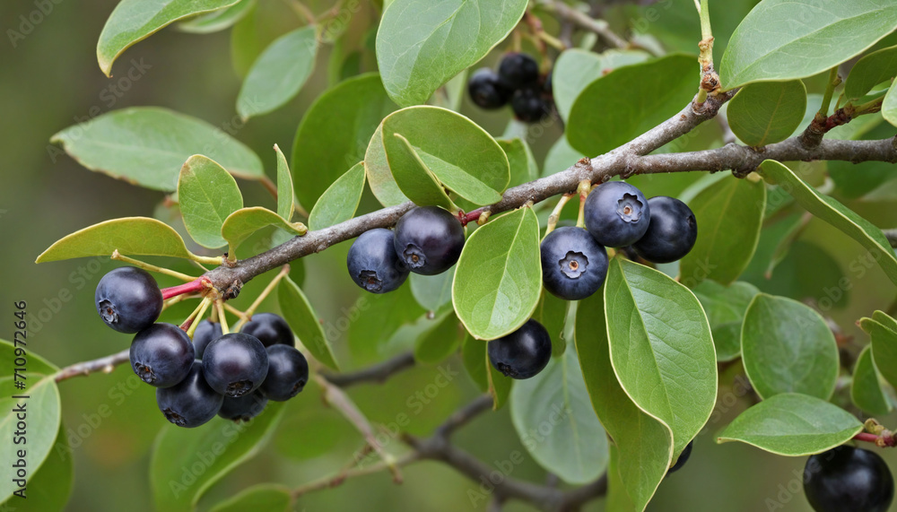 Black Chokeberry Bush with Ripe Aronia Berries Black Chokeberry Bush with Ripe Aronia Berries