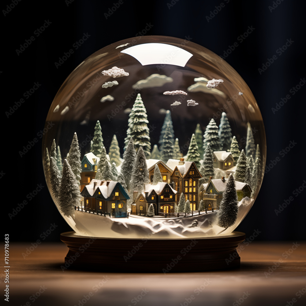 Snow globe miniature winter village in glass ball Snow globe miniature winter village in glass ball
