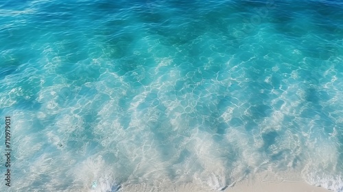 An aerial view of the texture of clear ocean water at the top.
