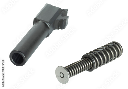 Canvas Print Barrel and recoil spring assembly taken out of a handgun