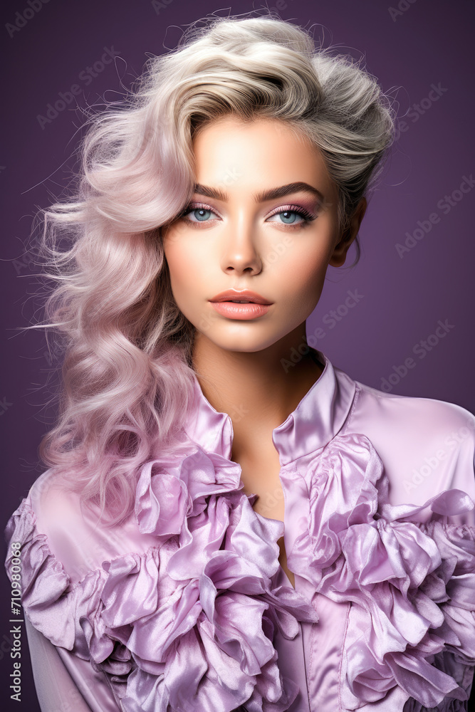 portrait of a woman Valentines makeup gentle allure purple white portrait of a woman Valentines makeup gentle allure purple white