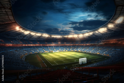 Dramatic soccer stadium, football stadium, generative ai © Hammad