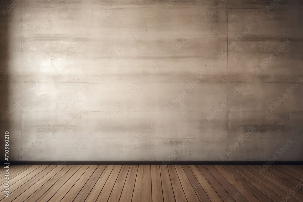 Empty room with wooden floor and concrete wall Empty room with wooden floor and concrete wall