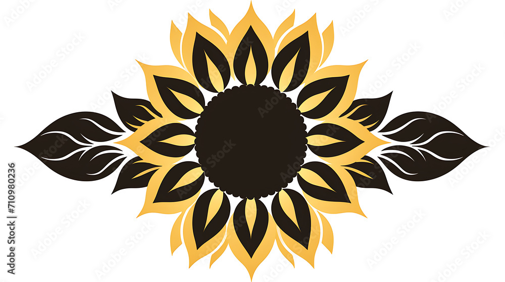 Fototapeta premium Elegant Art Deco Sunflower Illustration