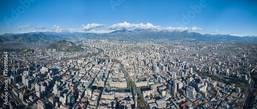 Aerial View Panoramic photography Elevated Vistas: Santiago, City Amongst 