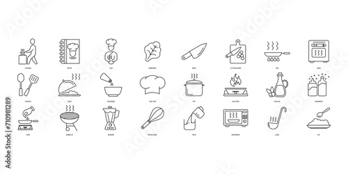 Cooking icons set. Set of editable stroke icons.Vector set of Cooking photo