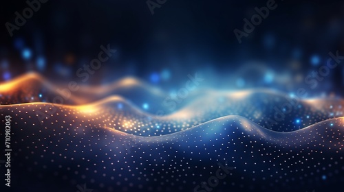 Beautiful Digital Wave Background Concept with Glowing Defocused Particles AI Generated