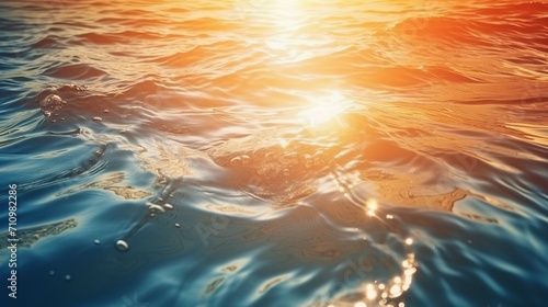 The surface of the water background covered in sunlight is hit by water waves.