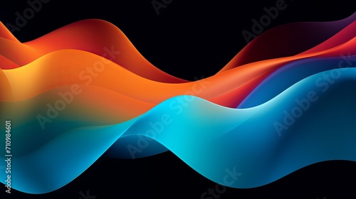 Vibrant Rainbow Color Flow Wave on Black Background AI Generated