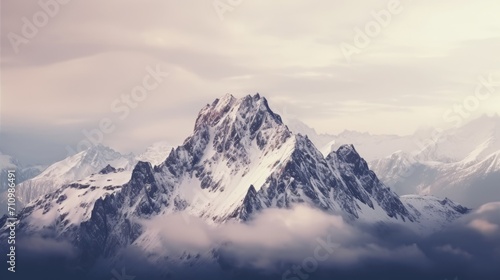 Beautiful view of the snow-capped mountains. The mountain landscape and the surrounding natural environment © CaptainMCity